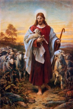  religious Oil Painting - Bernhard Plockhorst Good Shephard religious Christian